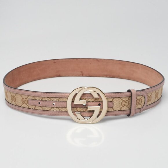 Women's Pink and Beige Canvas Belt - Picture 2 of 8